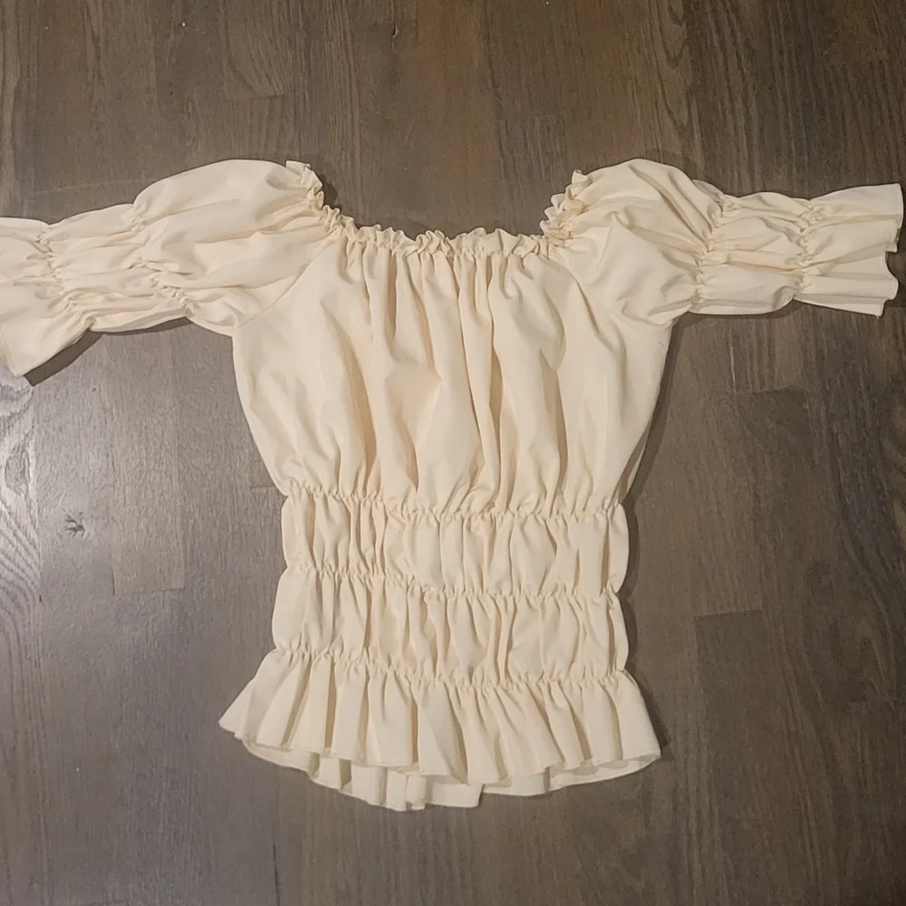 Cream Off-Shoulder Ruffle Top - Picture 1 of 1